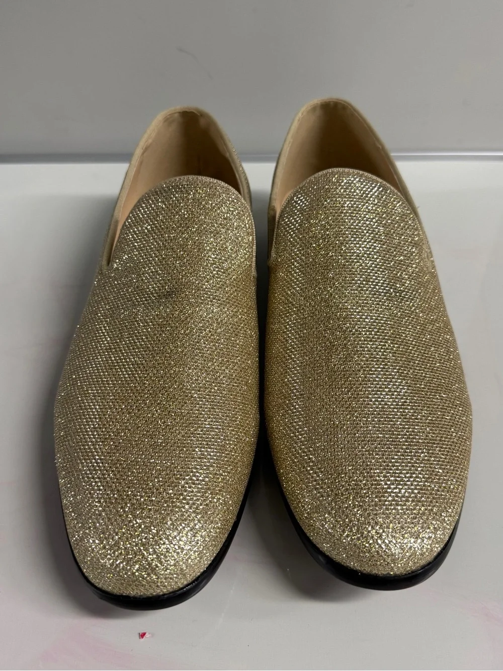 Sparkle Gold Sequins Men’s Slip-On Loafers